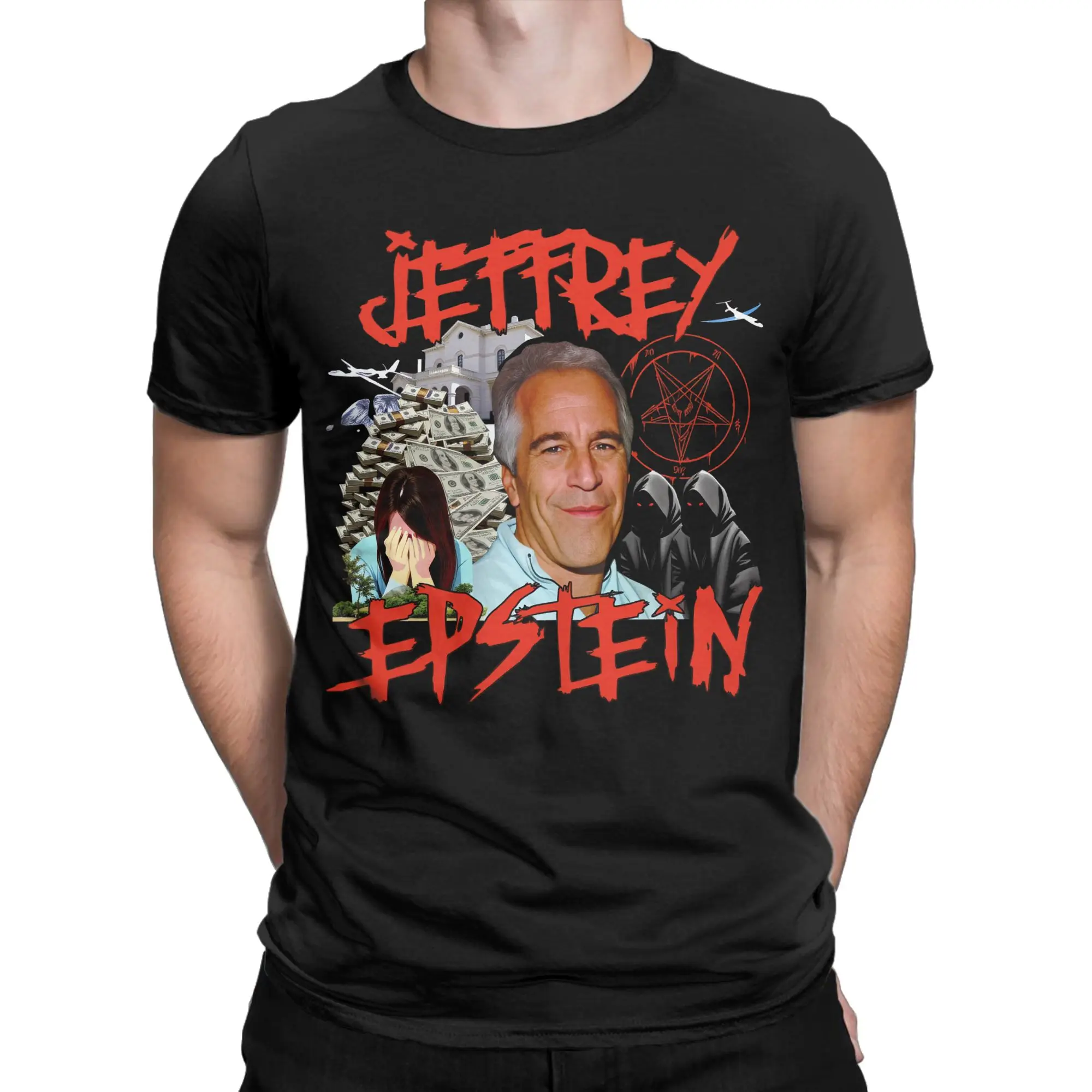 مضحك مضحك جيفري Epstein تي شيرت للرجال Crewneck القطن تي شيرت قصير الأكمام تيز ملابس الصيف