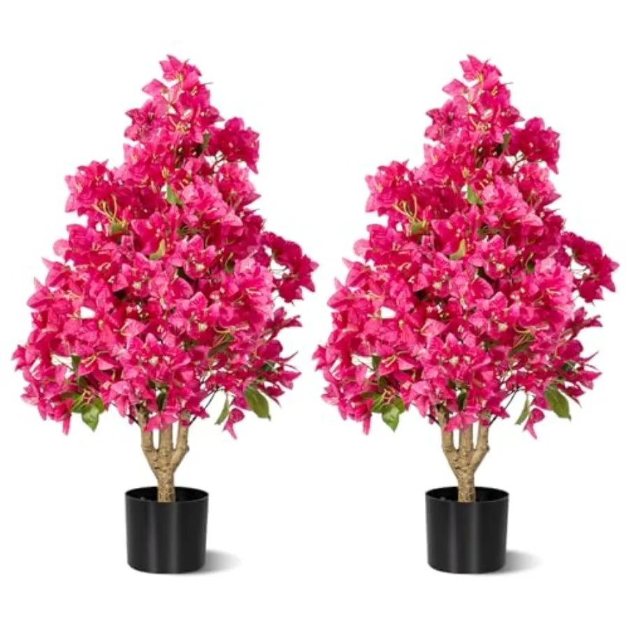

2Pack Artificial Tree, Faux Silk Floral Tree Plant Flowers, Faux UV Resistant Shurbs Trees for Outside, Front Porch, Patio, Bal