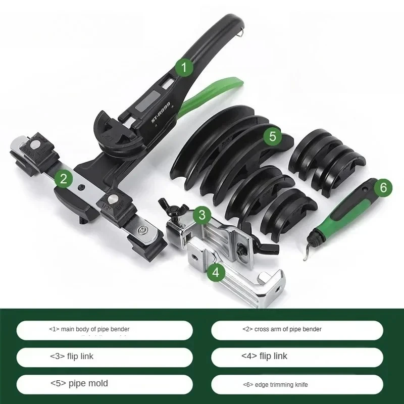

ST-R999 Manual Pipe Bender Copper and Aluminum Pipe Universal 90° Forward and Reverse Bend 6-22mm Bending Tool Set