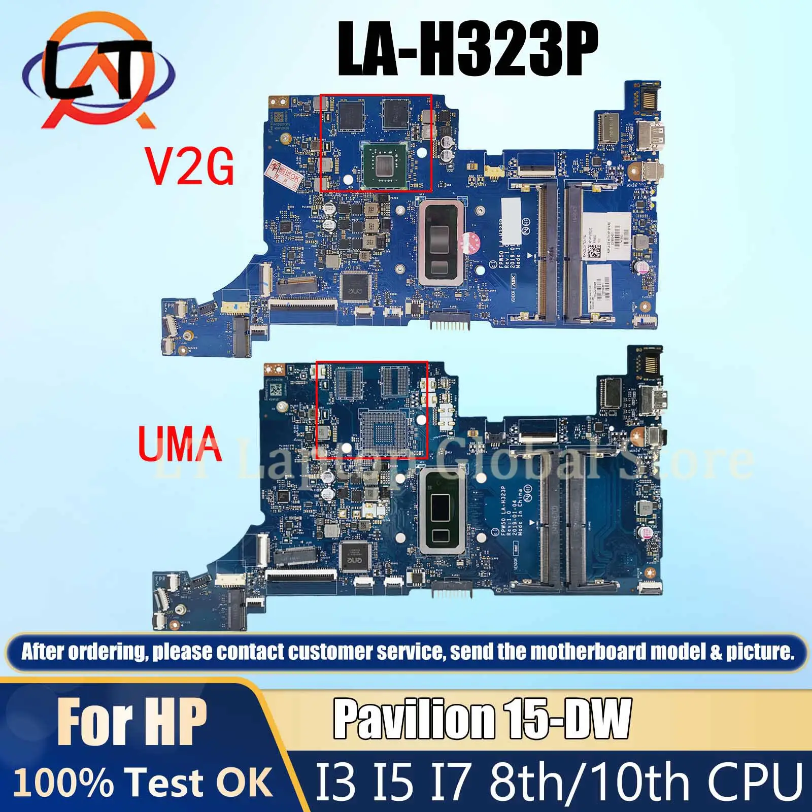 LA-H323P Mainboard For HP Pavilion 15-DW M13687-601 L52005-001 L68076-601 L51985 Laptop Motherboard CPU I3 I5 I7 8th 10th Gen