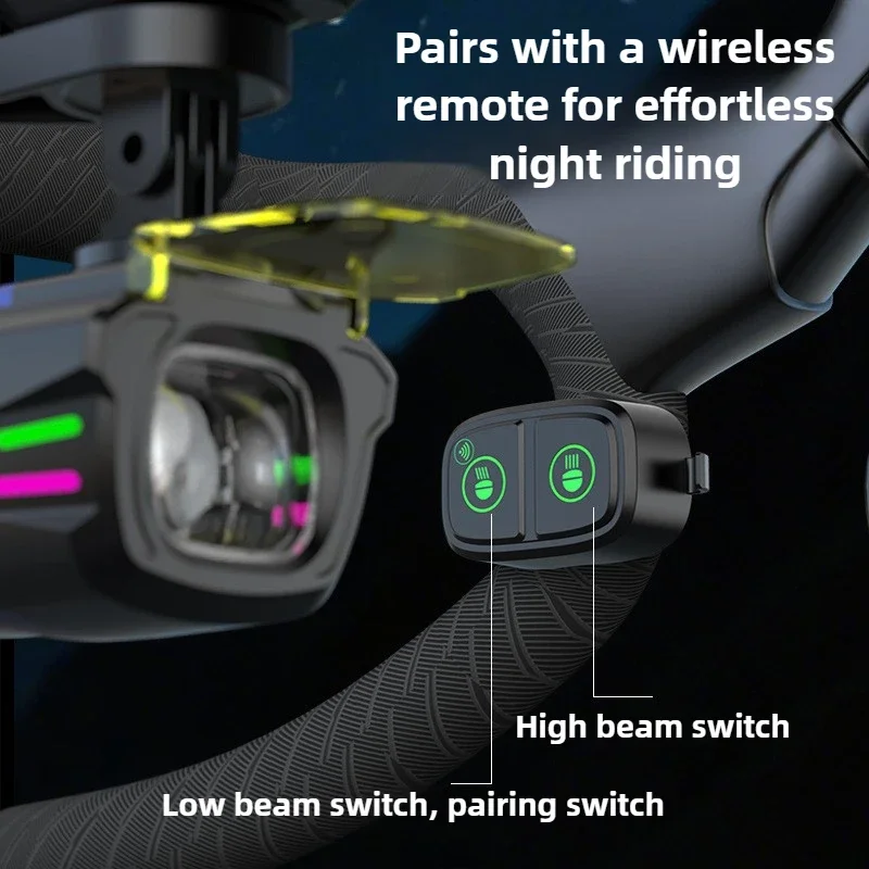 

1100 Lumens 4000mAh Ultra-Bright Wireless Remote Bike Headlight - Cycling Gear Accessory