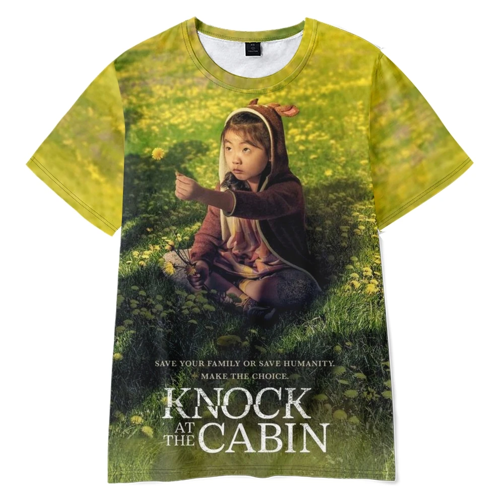 KNOCK AT The Cabin 2022เสื้อยืดแขนสั้นคอกลมสำหรับทุกเพศเสื้อยืดผู้ชายเสื้อยืด3D สไตล์ลำลอง