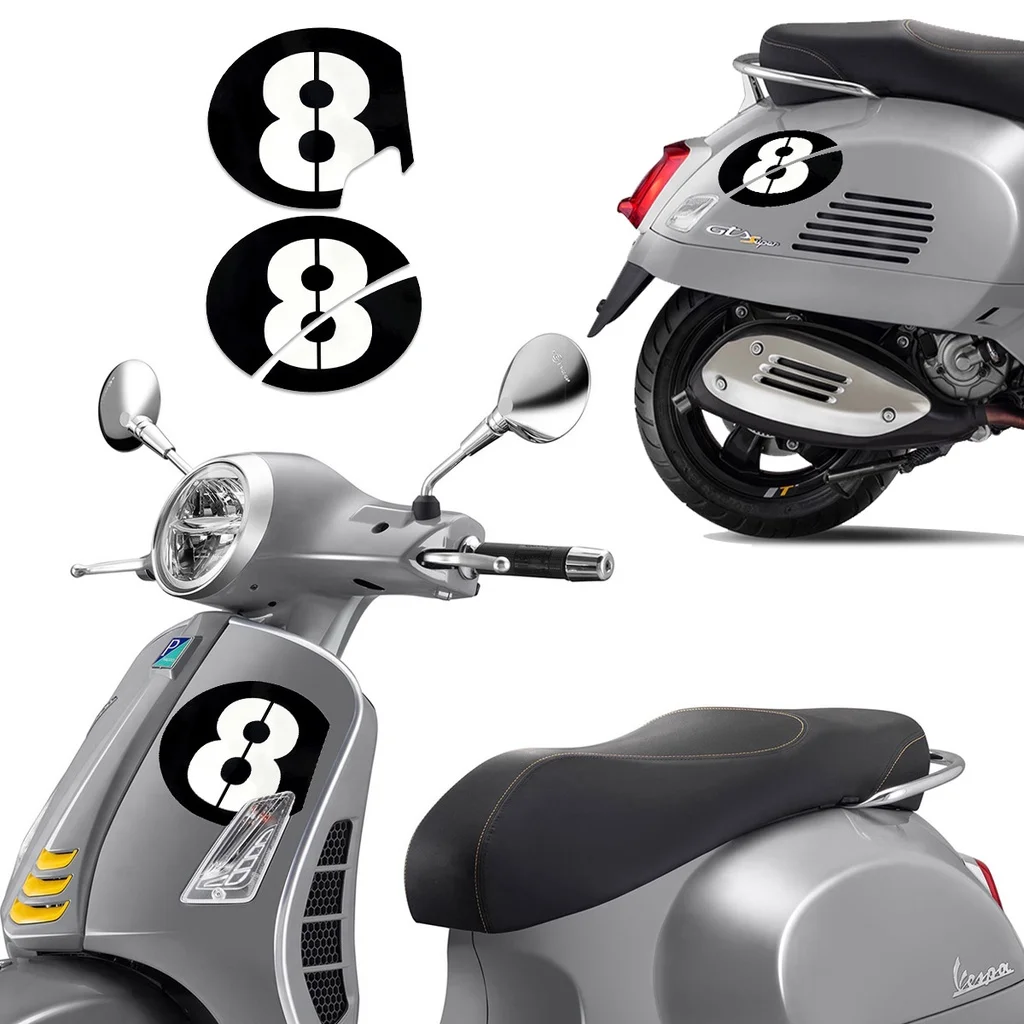 Pegatinas de números para decoración de carrocería de motocicleta, pegatinas 3M para Vespa Piaggio Series II Sei 6 Giorni GTS GTV250 125 300