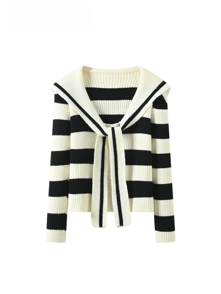 

Женский трикотажный топ больших размеров с воротником-стойкой, длинным рукавом и полосками, повседневный осенний стиль для полных женщин, одежда больших размеров