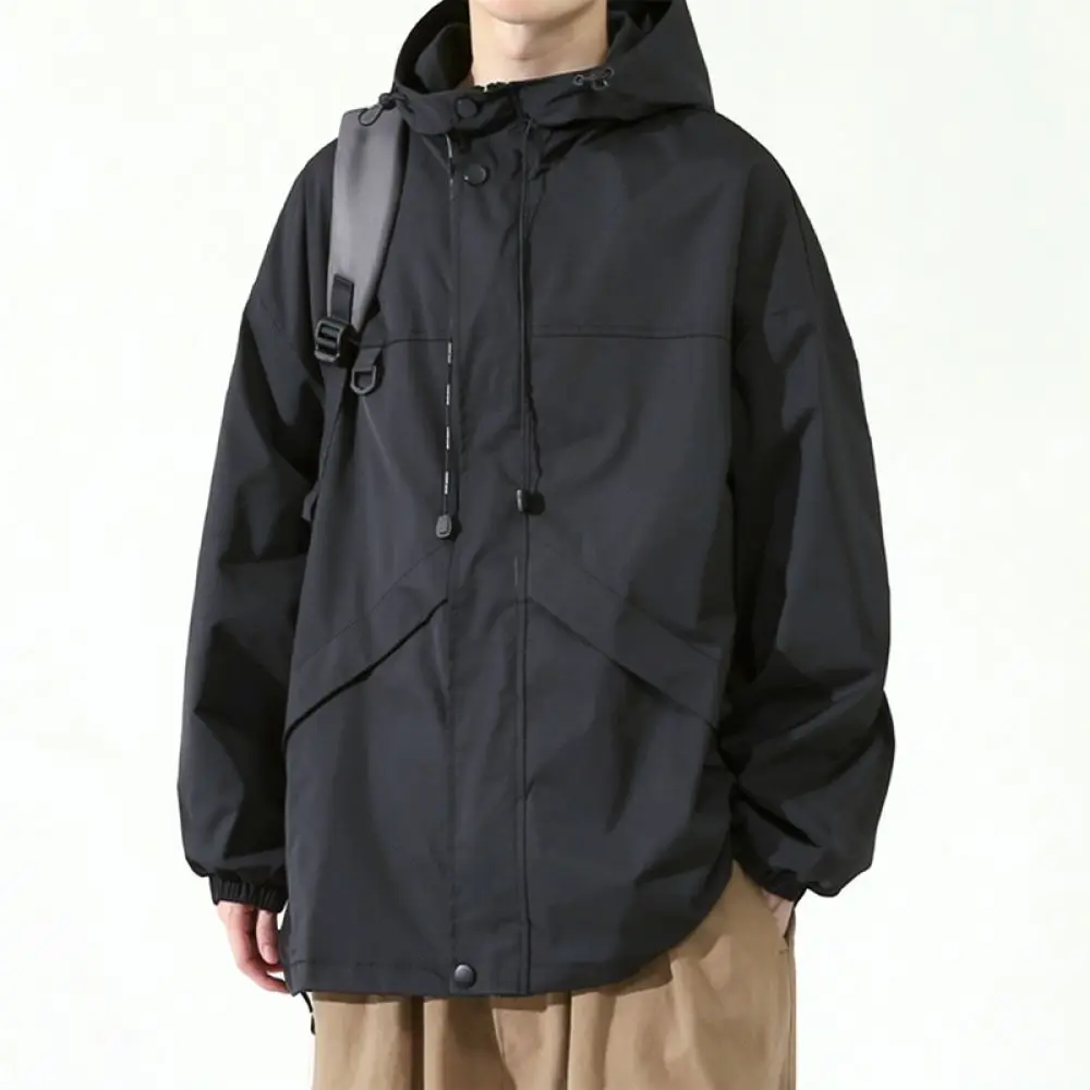 Mens Fashion Tactical Windbreaker Jacket Hooded Waterproof Cargo Casual Outdoor Autumn Winter Sportswear Coat