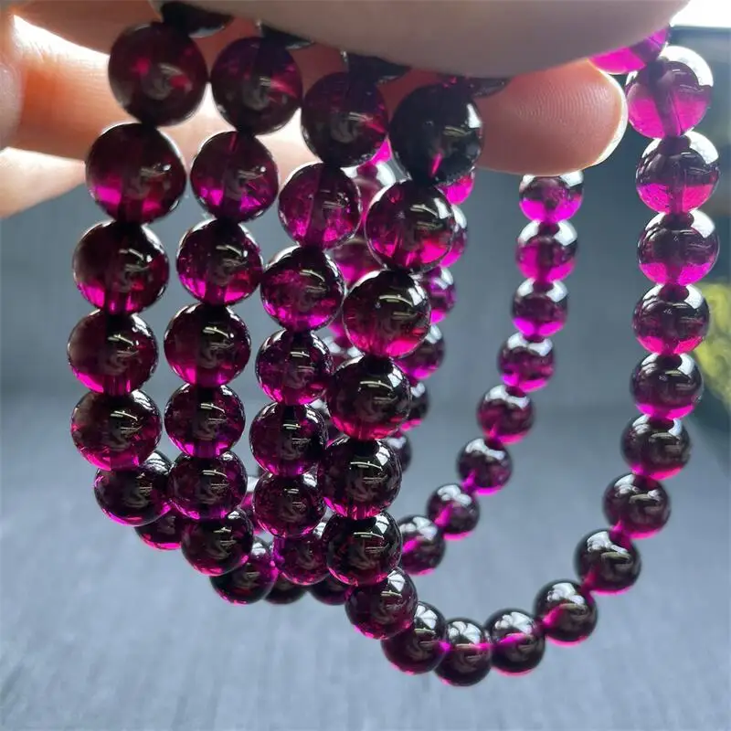 9MM Natural Purple Garnet bracelet Women Beautiful Colorful Crystal Energy Healing Fashion Jewelry 1PCS