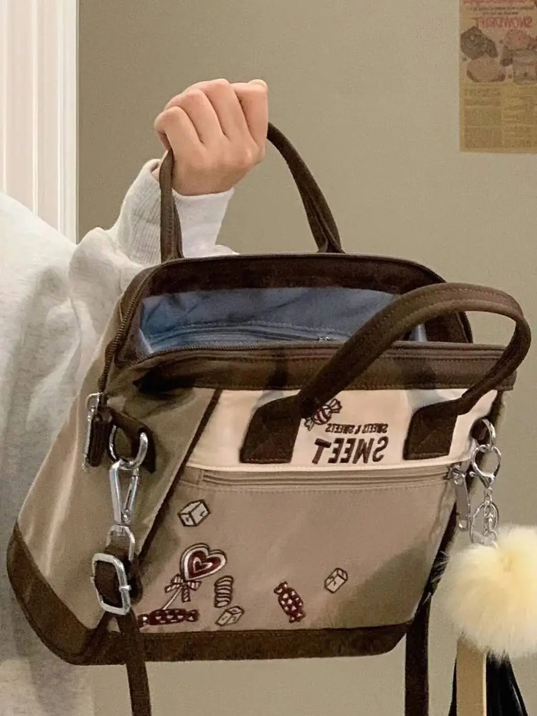 

Bloom Y2k Vintage Handbags Women Nylon Patchwork Large Capacity Casual Crossbody Bags Female Haruku Aesthetic Hand Bag 2023
