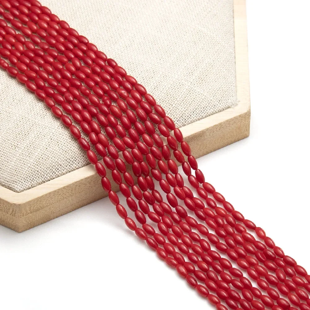 المرجان الطبيعي الأرز على شكل فضفاض الخرز 3.5x6.3 مللي متر الأحمر عزل الخرز حلية صنع المجوهرات سوار ذاتي الصنع قلادة أقراط هدية #3