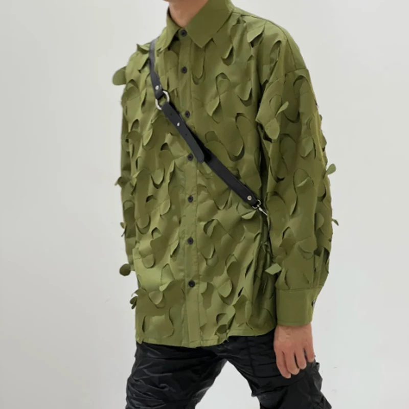 MWJLPWQ Fashion Male Hollow Out Shirts Y2K Lapel Single Breasted Elegant Long Sleeve Unisex Couple Tops 2026 Autumn New 010859