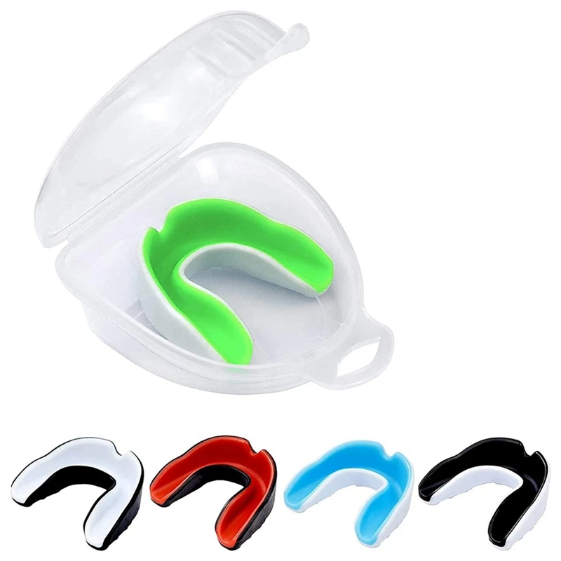 5 Packs Kids Youth Mouth Guard - Football Mouth Guard, EVA Food Grade Material Mouthpiece With Portable Case Easy Install