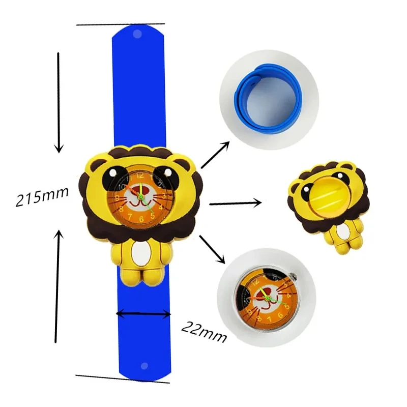 Cheap Wholesale 3D Animal Children Watches Clock Easy To Wear Slap Wrist Bracelet Toy Boys Girls Kids Quartz Wristwatches