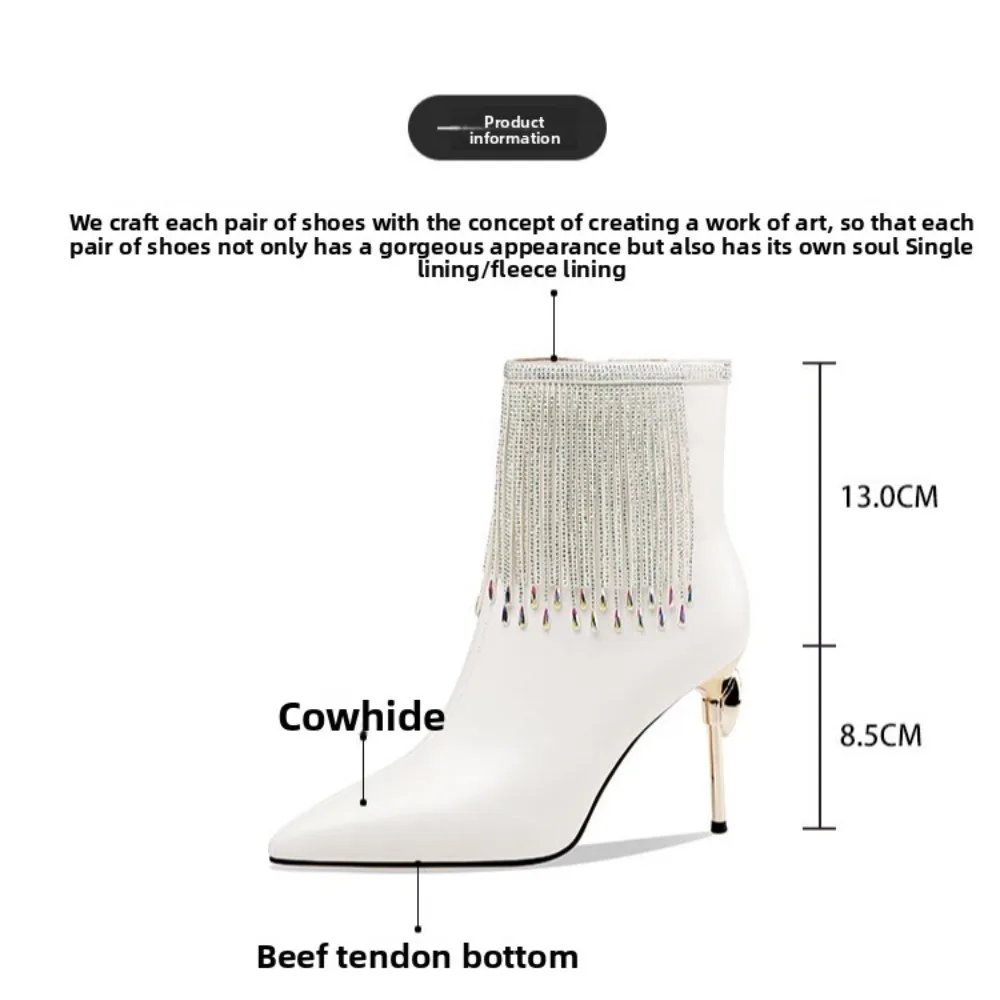 Shoes Leather Boot Women Ankle Boots Autumn Winter Boot Women High Heels Short Boots Pointed Toe Ladies Booties Chaussures Femme