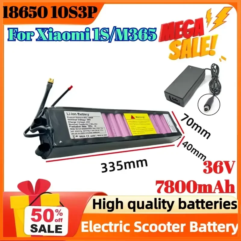 18650 10S3P 36V 7800mAh Litium Ion Battery Pack for Xiaomi 1S/M365 Electric Scooter with Communication 42V 2A charger