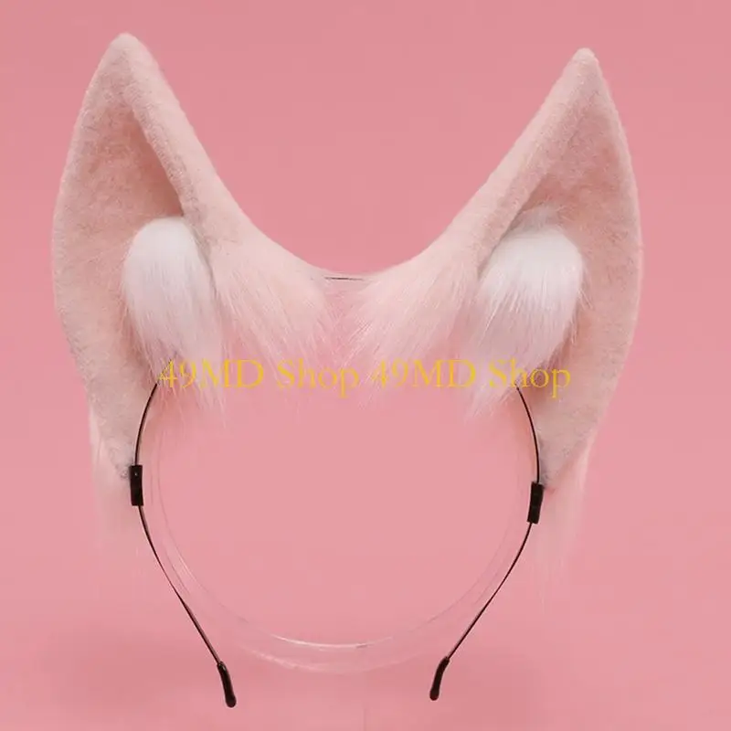 

49MD Unisex Faux Fur Plush Hair Hoop Animal Ear Cosplay Headbands Hair Accessories