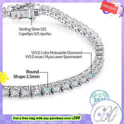 Women 4.0 5.0mm 925mm D renk geçiş elmas Tester GRC yuvarlak kesim beyaz altın kaplama tenis bilekliği gümüş Moissanite kadınlar için
