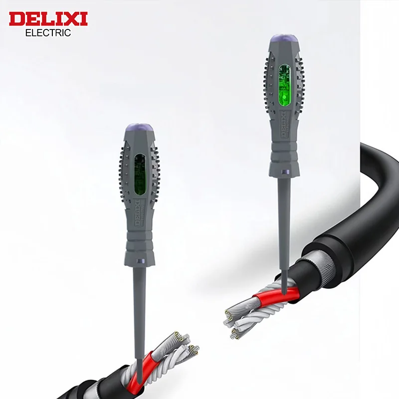 DELIXI ELECTRIC Test Pencil Voltage Non-contact Induction TestDetector Electrician Flat Screwdriver VoltmeterDetectingtheCircuit