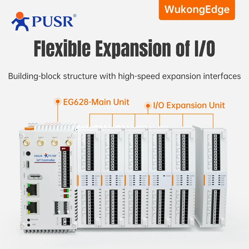 PUSR الكمبيوتر الصناعي ARM الكمبيوتر القابل للتوسيع 4G واي فاي إيثرنت GNSS شبكة لينكس حافة بوابة الحوسبة IoT المراقب المالي USR-EG628 #4
