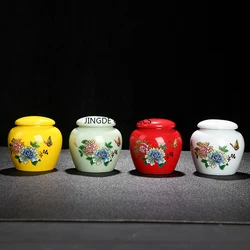 Mini Ceramics Tea Caddy Tieguanyin Tea Storage Tank Travel Portable Sealed Tea Jar Coffee Container Household Storage Tanks