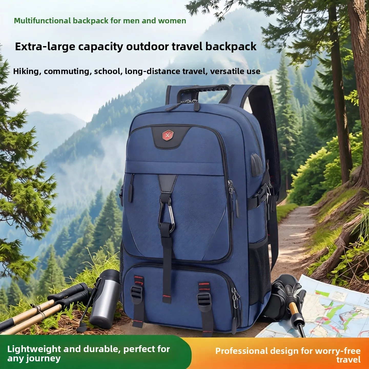 

Large Capaci Outdoor Hiking Bapa ex Travel Bag Sports Gear Durable Multi-Functional oulder Bag for Men And Women