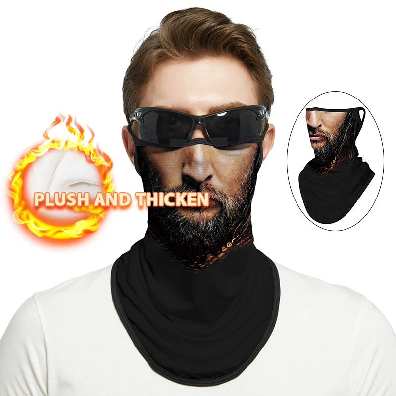 Winter Motorcycle Riding Velvet Funny Ear Hanging Face Scarf Men Windproof Cold-proof Ski Mask Full Face Warm Women Neck Cover