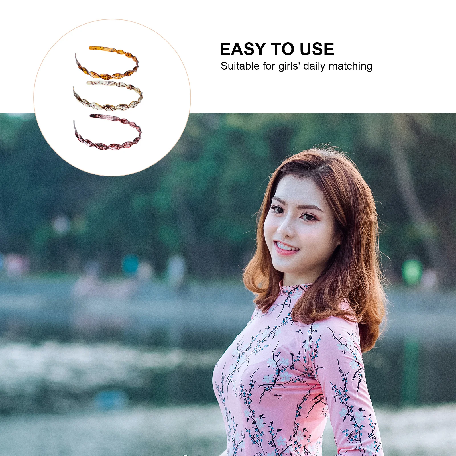 

3Pcs Women Resin Headbands Simple U-Shaped Hair Hoops Non-Slip Beauty Hairbands for Face Washing Exercise Travel Hair