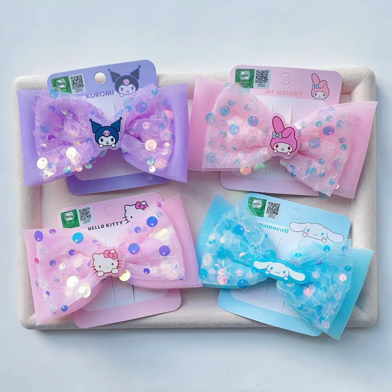 

Genuine Sanrio Bow Hair Accessories Hello Kitty My Melody Sweet Princess Lace Hair Ring Hair Clip