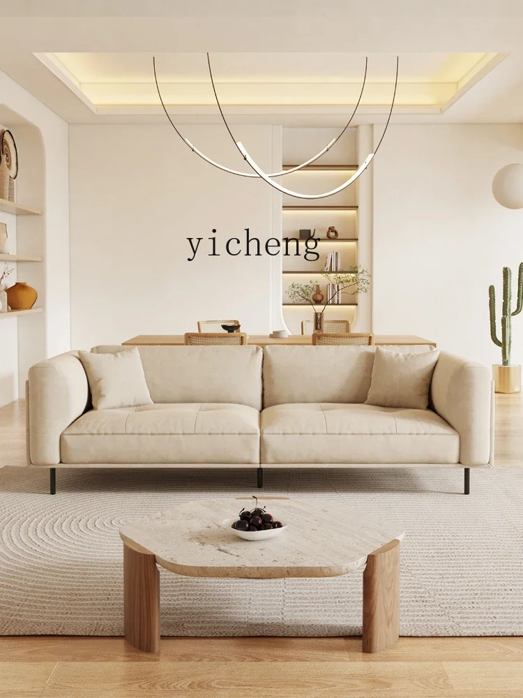 Technology Cloth Sofa Cream Style Light Luxury Modern Simple Living Room Straight Row Small Apartment Three-Seat Durable