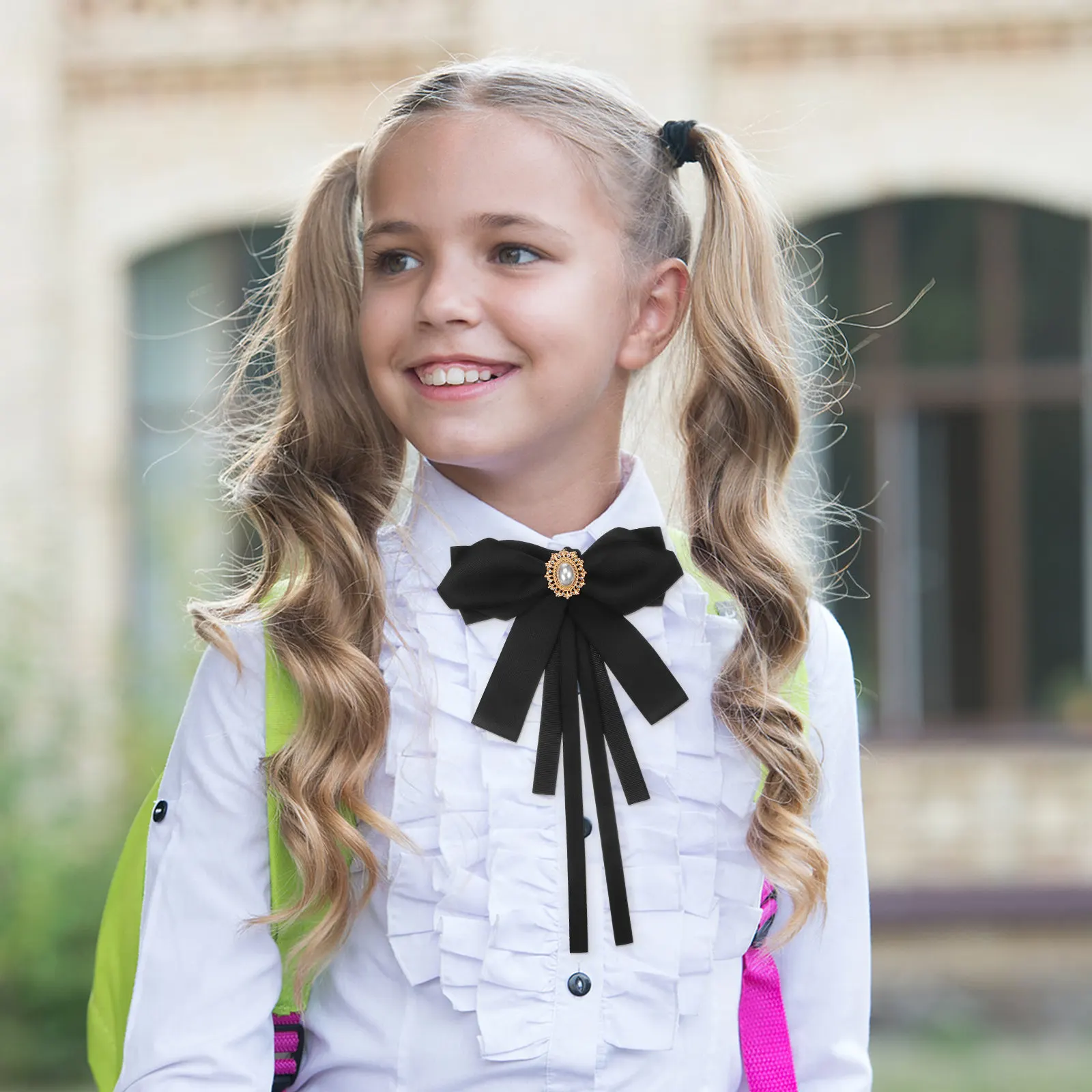 

Галстук-бабочка для женщин, готовый регулируемый бант на ленте, элегантный зажим для воротника рубашки, для школьной формы, делового платья, для стильных дам