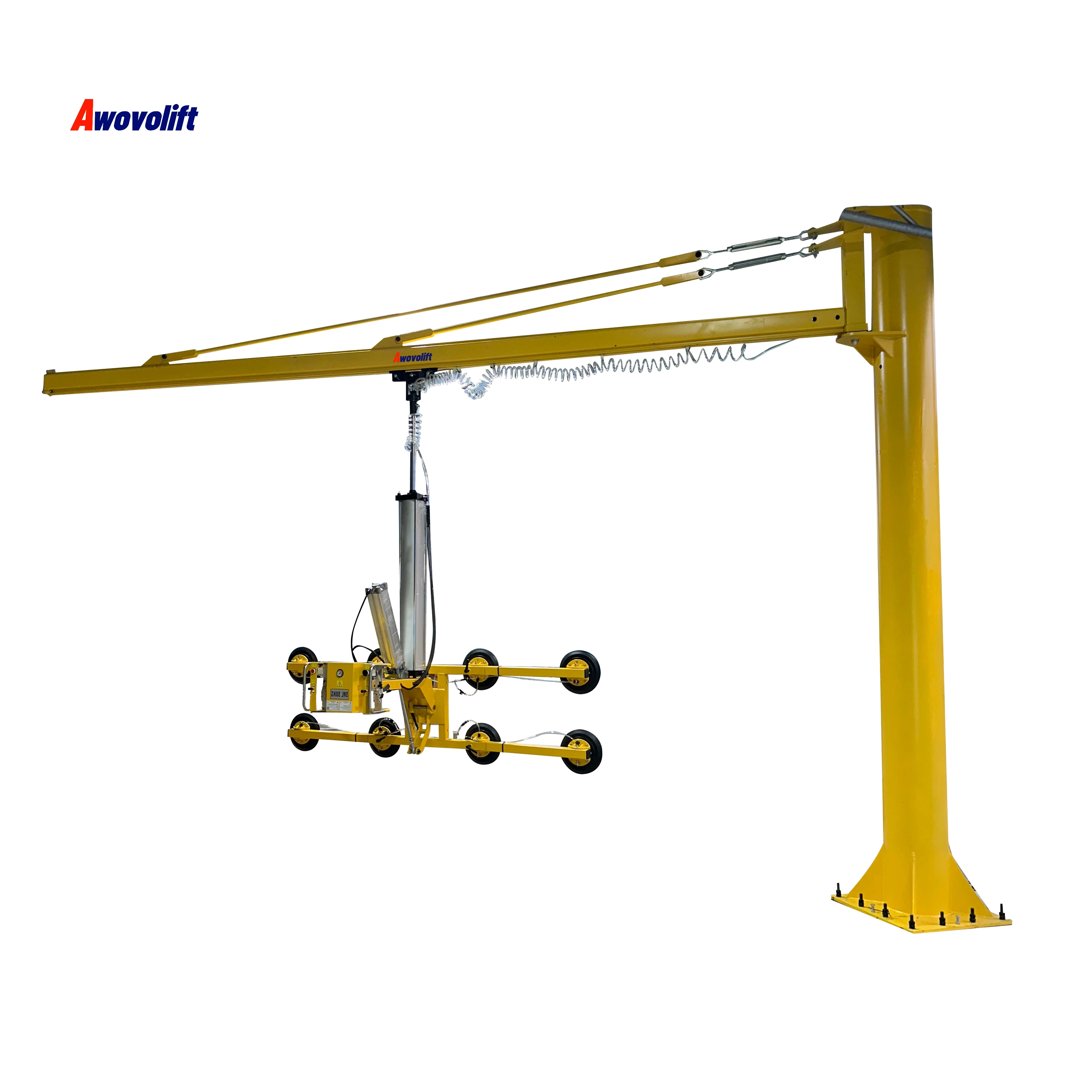 Awovolift Pneumatic Glass Vacuum Suction Cup Lifter Moving Glass Hollow Line for Flat or Curved Glass with Jib Crane CE 500KG