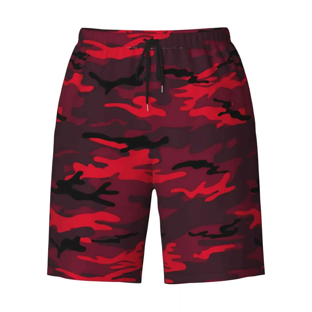 Bañador de camuflaje rojo para hombre, ropa deportiva transpirable, pantalones cortos de playa de talla grande