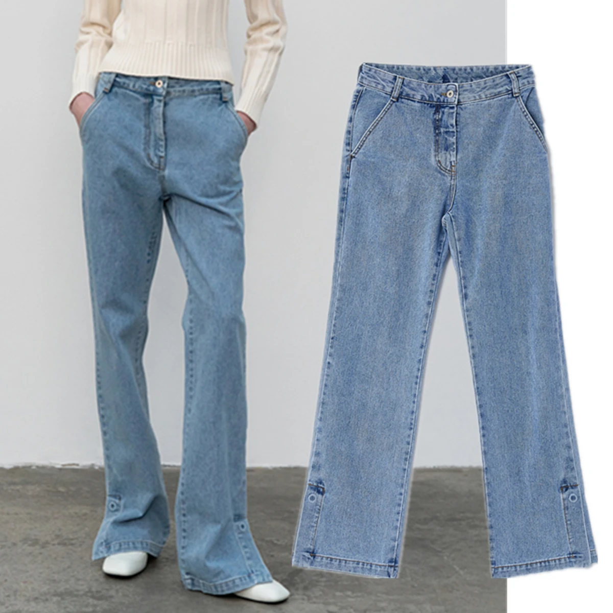 

Женские джинсы Maxdutti 2026: скандинавский минимализм, ретро-стиль, универсальные, с высокой талией, утягивающие, с длинными разрезами по бедрам