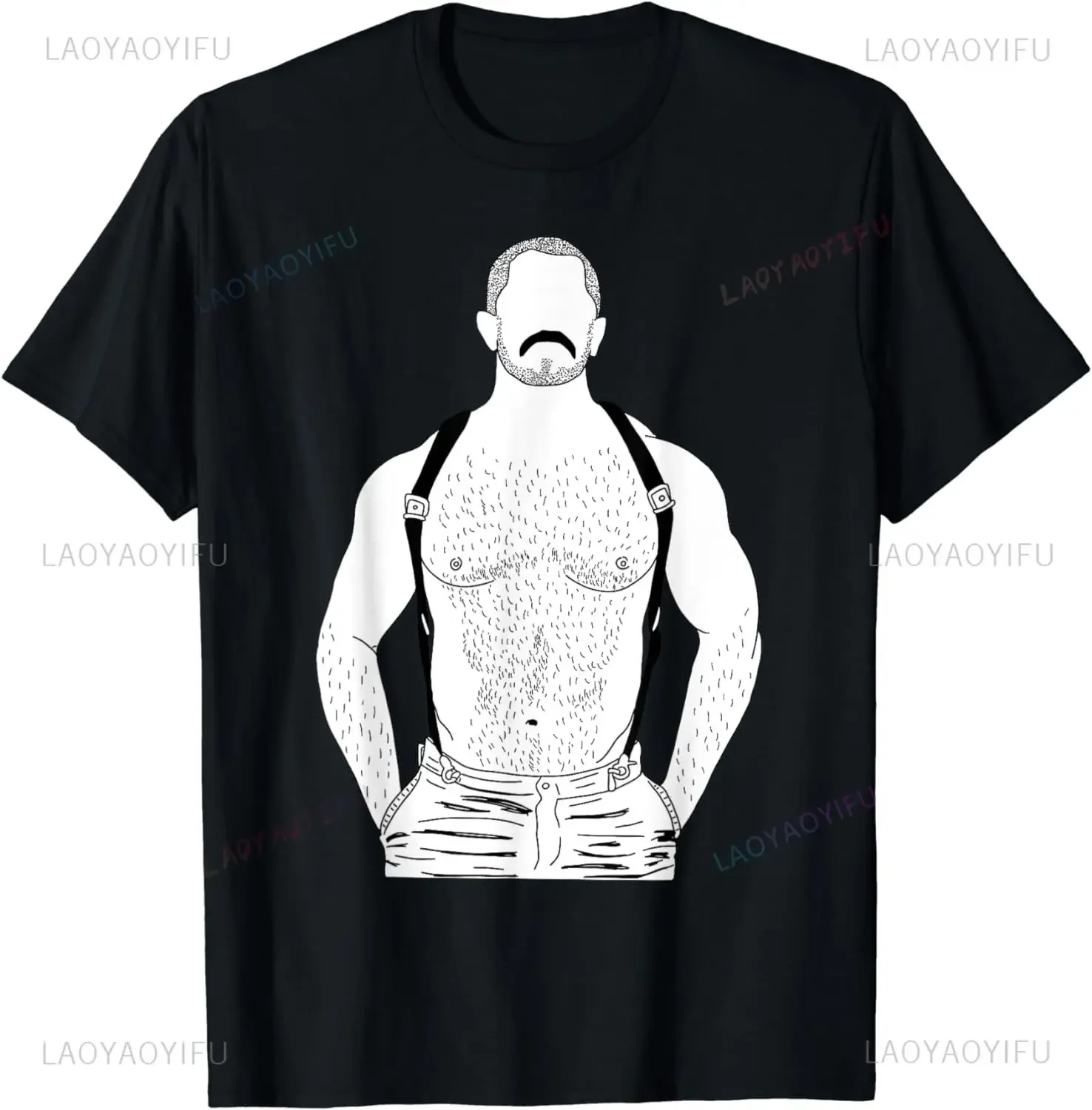 Gay Leather Gay Daddy Man Bear Kink Fetish BDSM Gay Mustache Printed T-shirt Woman Man Unisex Adult High Quality Cotton Tops