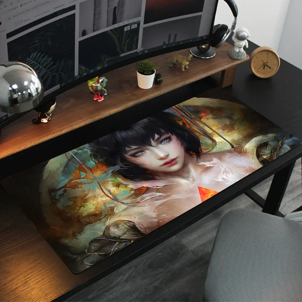 Imagem -03 - T-o Fantasma na Concha Anime Grande Mouse Pad de Jogos Lockedge Mousepad Teclado de Computador Esteira de Mesa