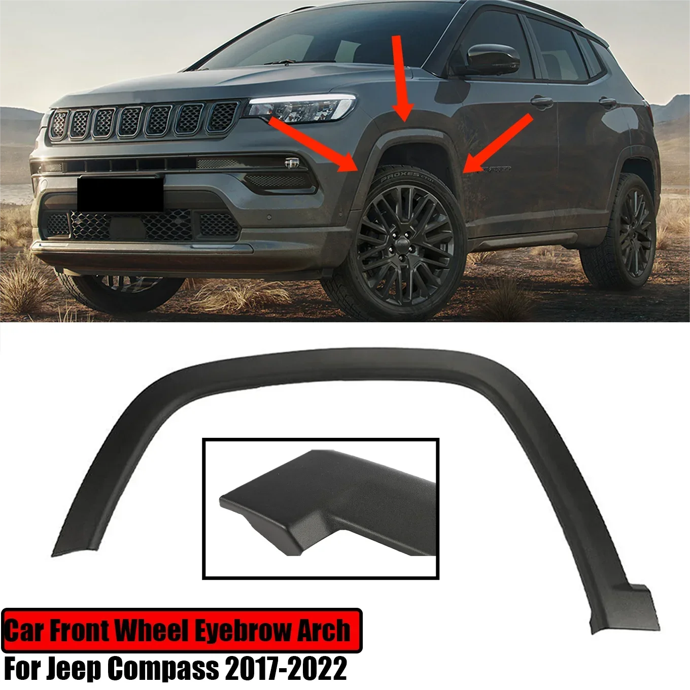 For Jeep Compass 2017 2018 2019 2020 2021 2022 Car Front Wheel Eyebrow Arch Moulding Fender Flares Left Right 5UP11RXFAB