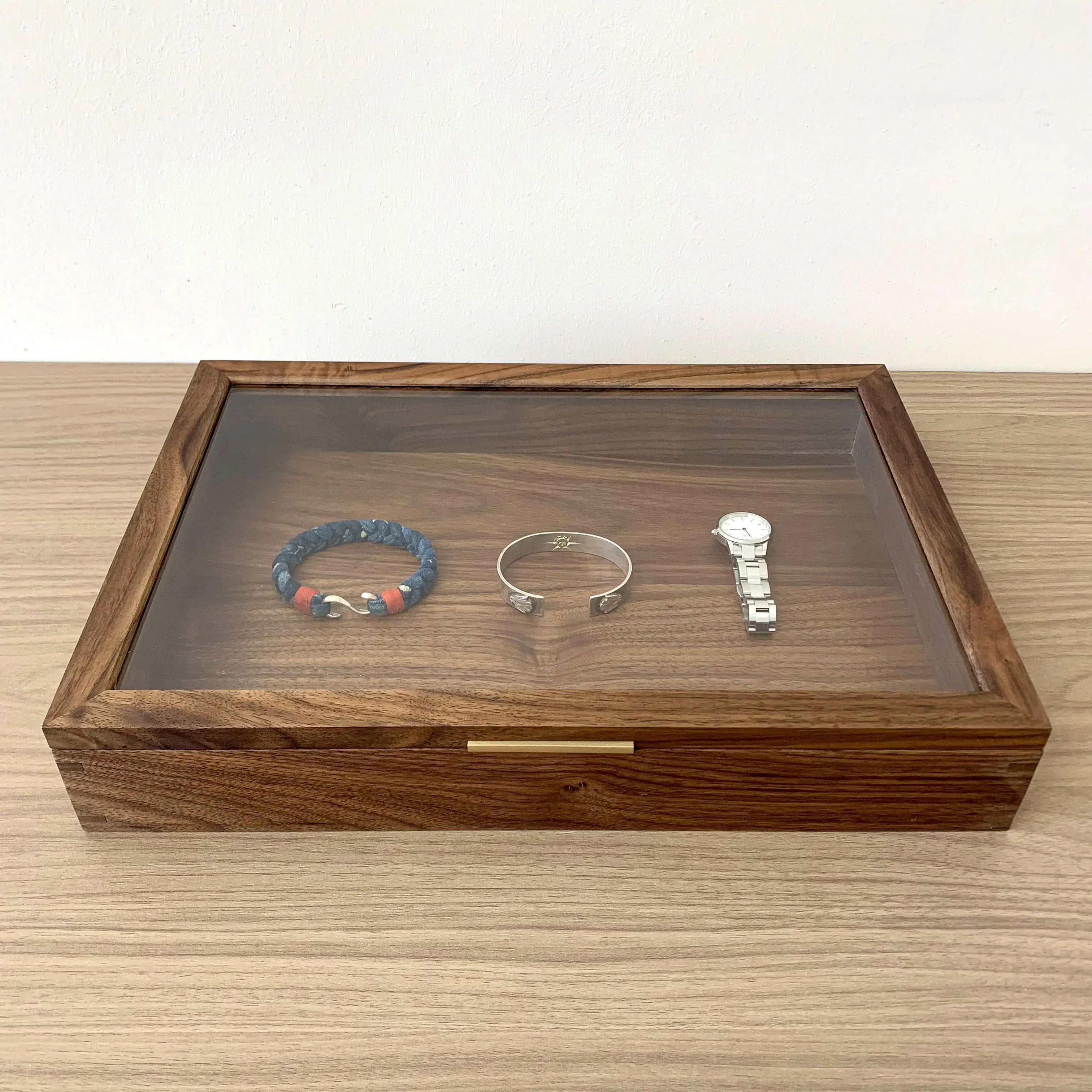 Black Walnut Solid Wood Jewelry Box Wooden Transparent Storage Collection Display Box