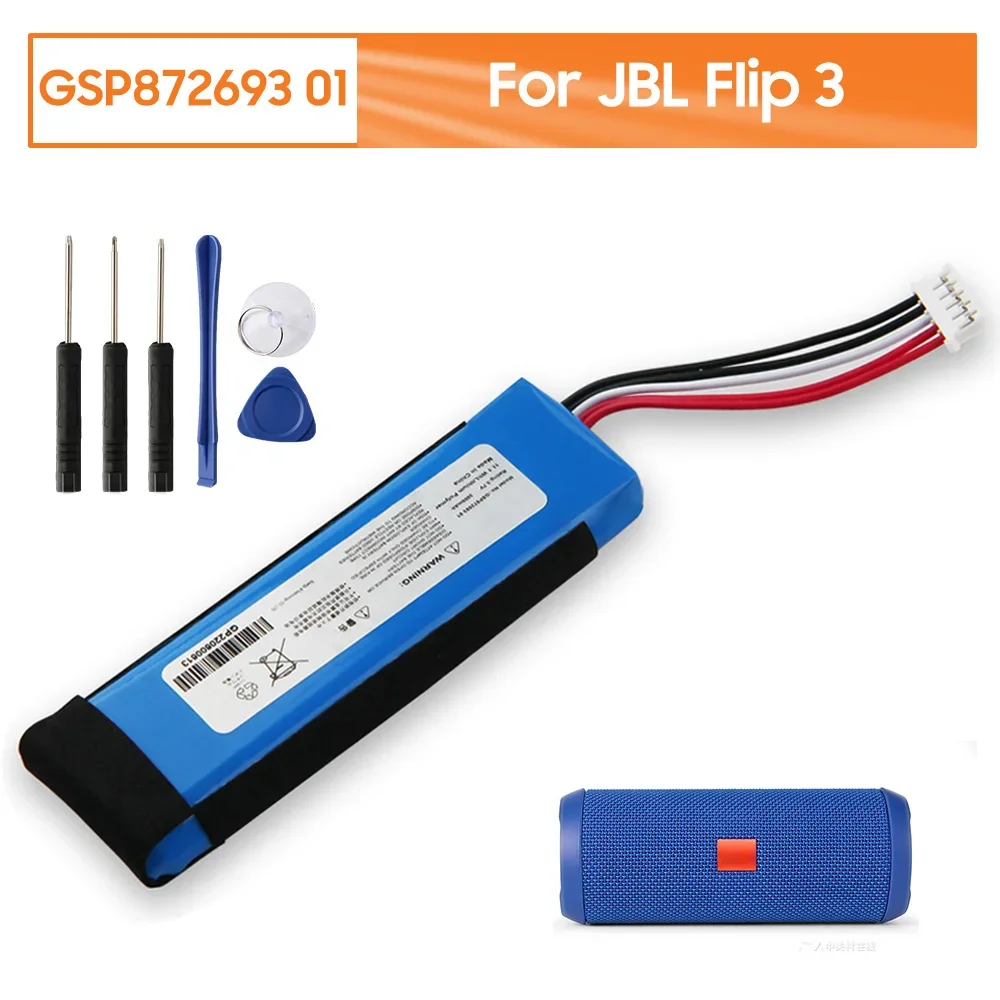 

Replacement Battery GSP872693 01 For JBL Flip 3 Flip3 Bluetooth Audio Speaker Battery 3000mAh