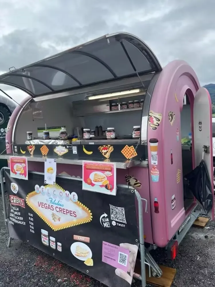 

Usa Standards Small Airstream Food Trailer with Full Kitchen Equipments Pink Coffee Trailer Ice Cream Truck Hotdog Cart for Sale