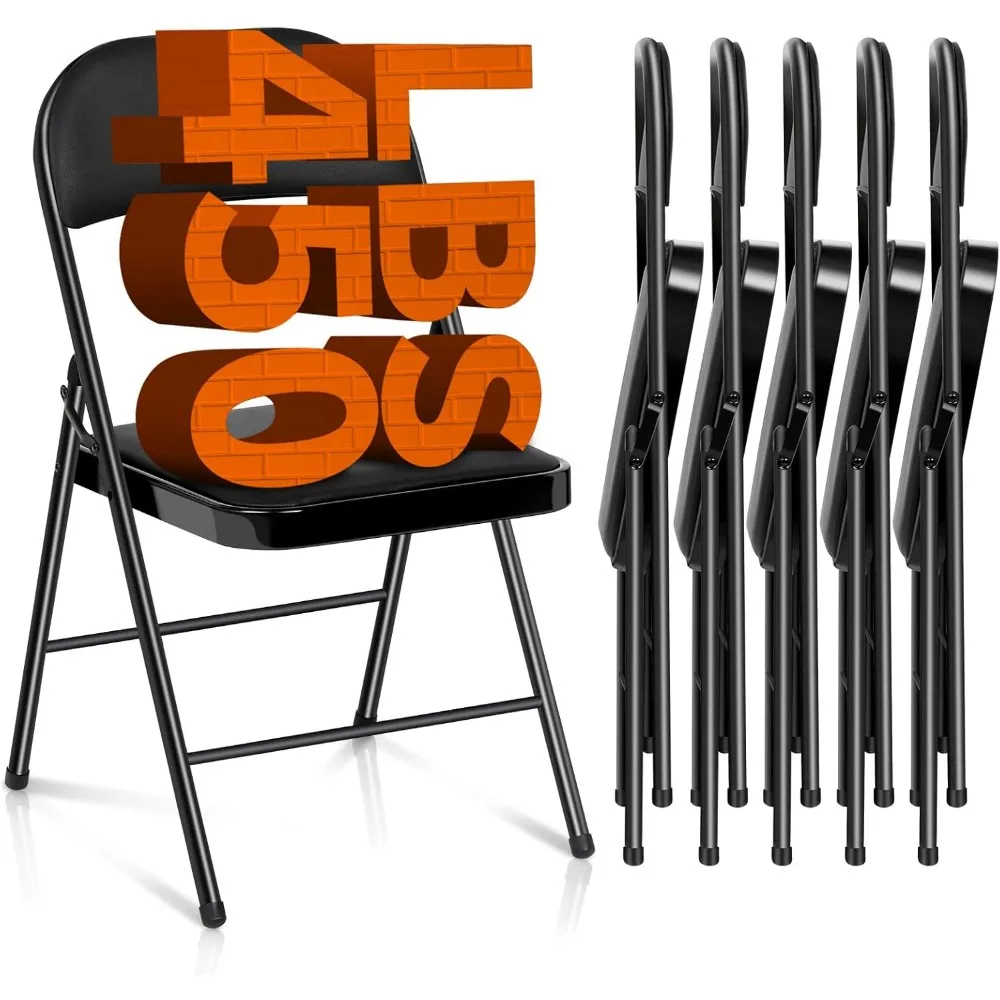 

6 Pack Folding Chairs with Paded Cushion - Metal Chair with Sturdy Steel Frame 450lb Capacity and Comfortable Seat Heavy Duty Fo