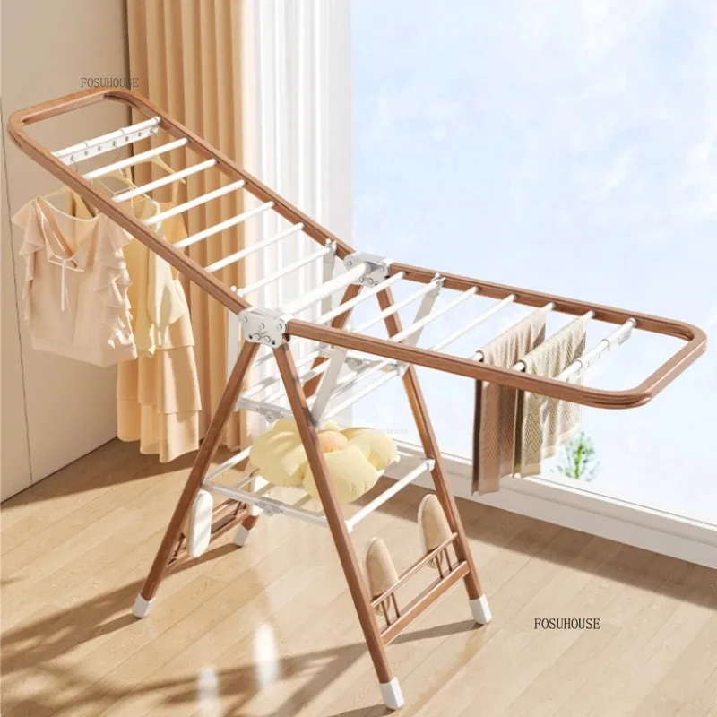Metal Folding Clothes Drying Rack Quilt Artifact Floor-standing Balcony Home Bedroom T1