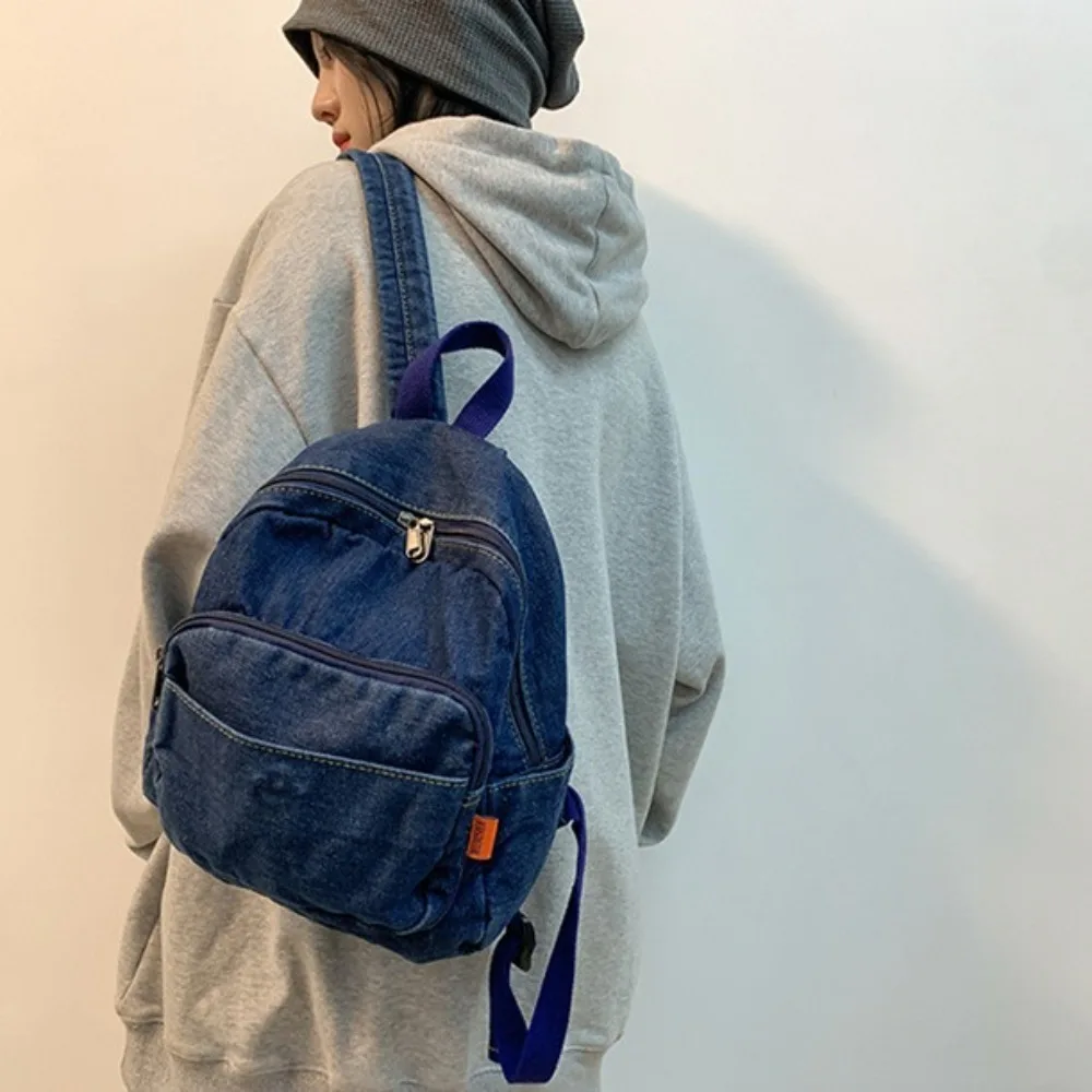 Vintage Denim Backpack School Travel Daypack Shoulder Bags for Teenager Girls