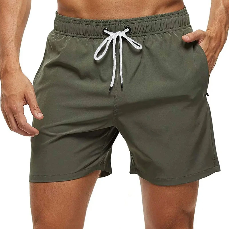 Men's Swim Trunks Beach Shorts Drawstring with Mesh Lining Elastic Waist Plain Breathable Soft Casual Daily Streetwear