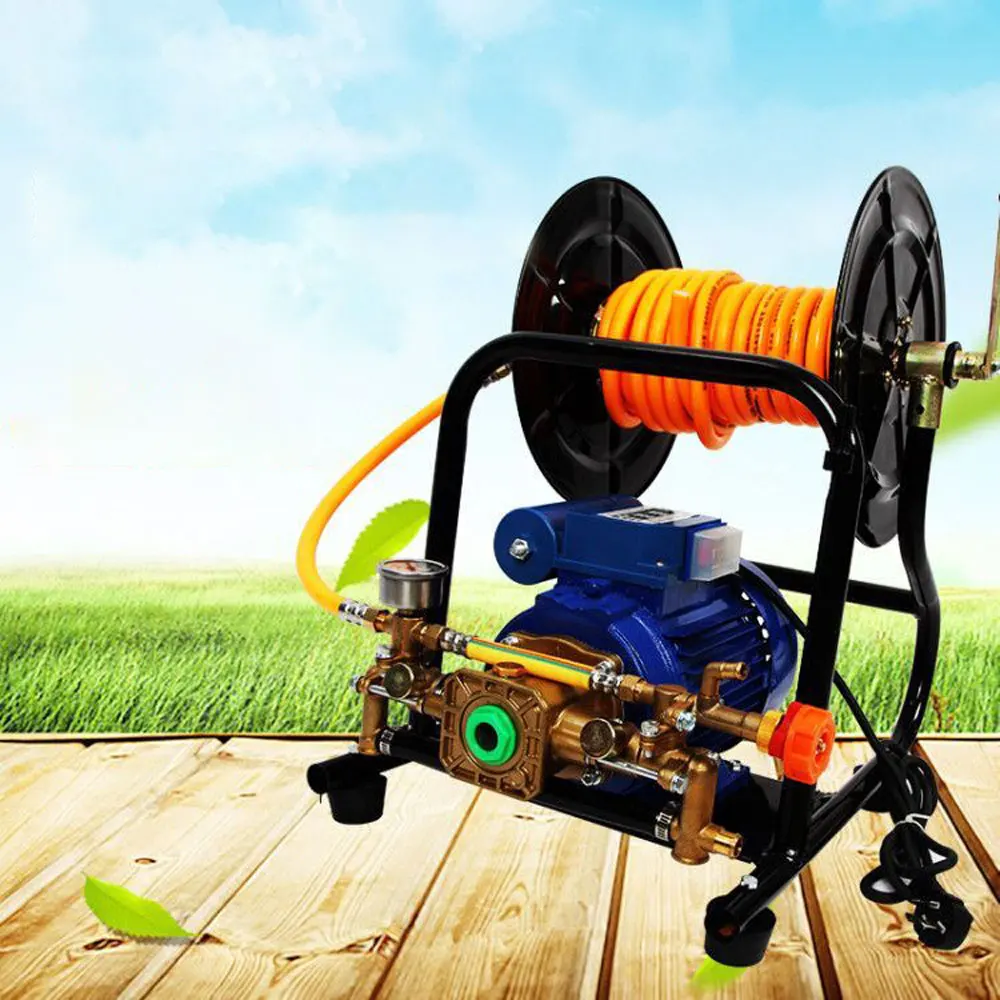 Electric Sprayer and coiling machine 1100W with 3 sprinklers Agricultural Portable sprayer plunger water pump for farm orchard