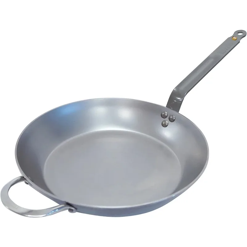 de Buyer MINERAL B Carbon Steel Fry Pan - 12.5” - Ideal for Searing, Sauteing & Reheating - Naturally Nonstick