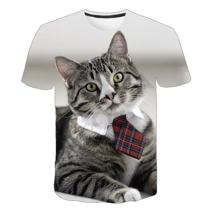 New Cute Cat Men Ladies Kids T Shirts Cartoon Animals 3d Printed Original Street Style Breathable Lightweight Summer Sports Tops