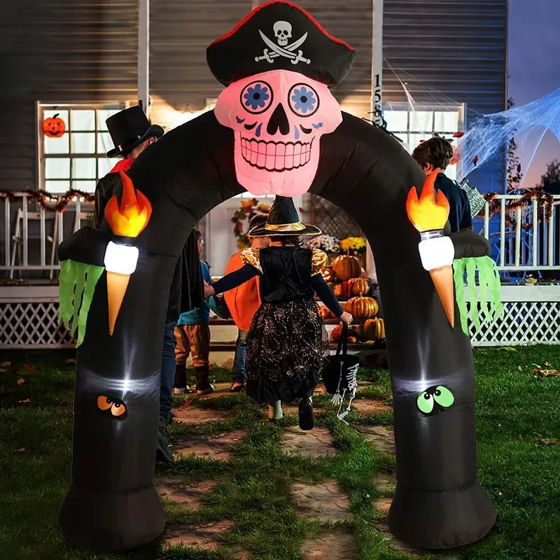 Color Changing LED Ghost Arch Outdoor Garden Decoration for Halloween Party Lawn Patio Yard Decor Built in Lights Atmosphere