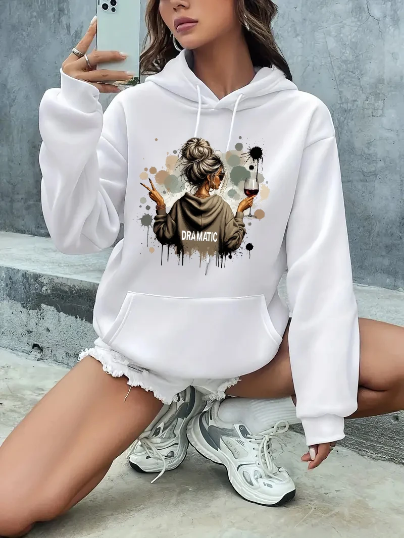 Jaren 2000 Hoodie Streetwear Dramatische Wijn Art Print Lange Mouw Sweatshirt Kleding Vintage Jaren 2000 Hoody Herfst Winter Hoodies