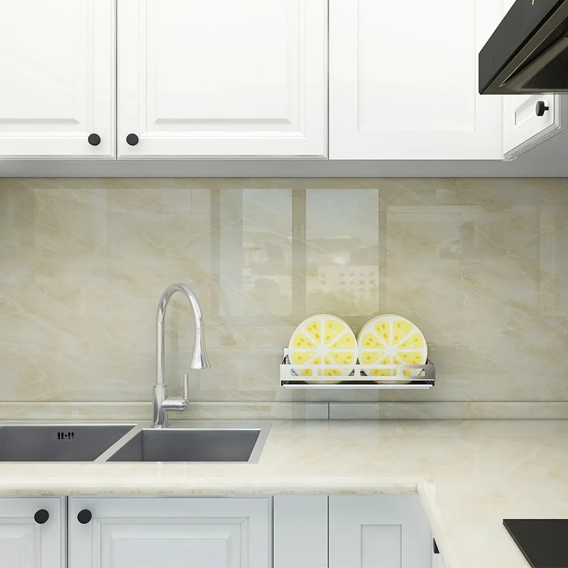 High Temperature Resistant Self-adhesive Decorative Wall Sticker Tile Marble PET Kitchen Oil Resistant Sticker