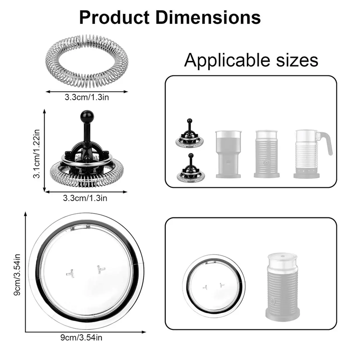 ABKB 5pcs Milk Frother Replacement Parts Set for Aeroccino 3/4/Plus, Lid Cover & Spring Ring Kit