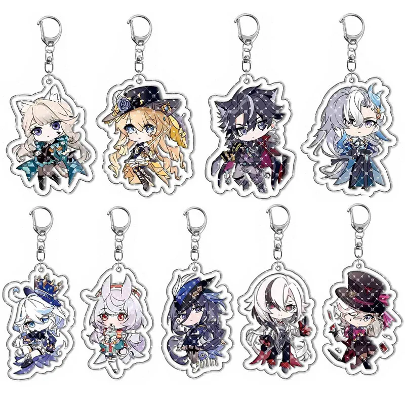 100 Styles Game Keychain Impact All Characters Raiden Shogun Neuvillette Furina Wriothesley Clorinde Figures Key Chains Cosplay