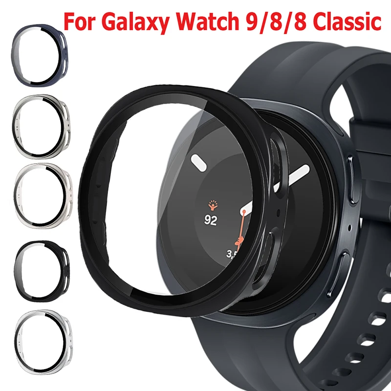 Hülle für Samsung Galaxy Watch 9 8 44mm 40mm Zubehör Displayschutzfolie Gehärtetes Glas PC Bumper Cover Galaxy Watch 8 Classic